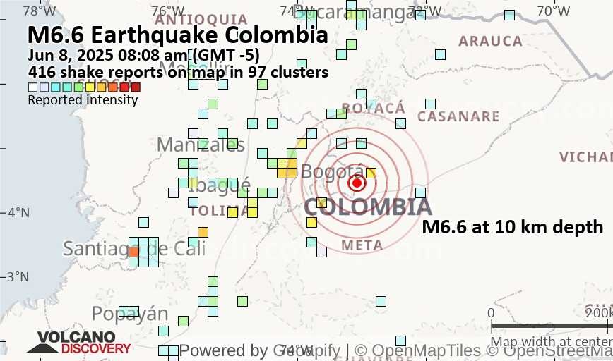 COLOMBIA: Strong earthquake measuring 6.5 magnitude felt in the region of the capital Bogota