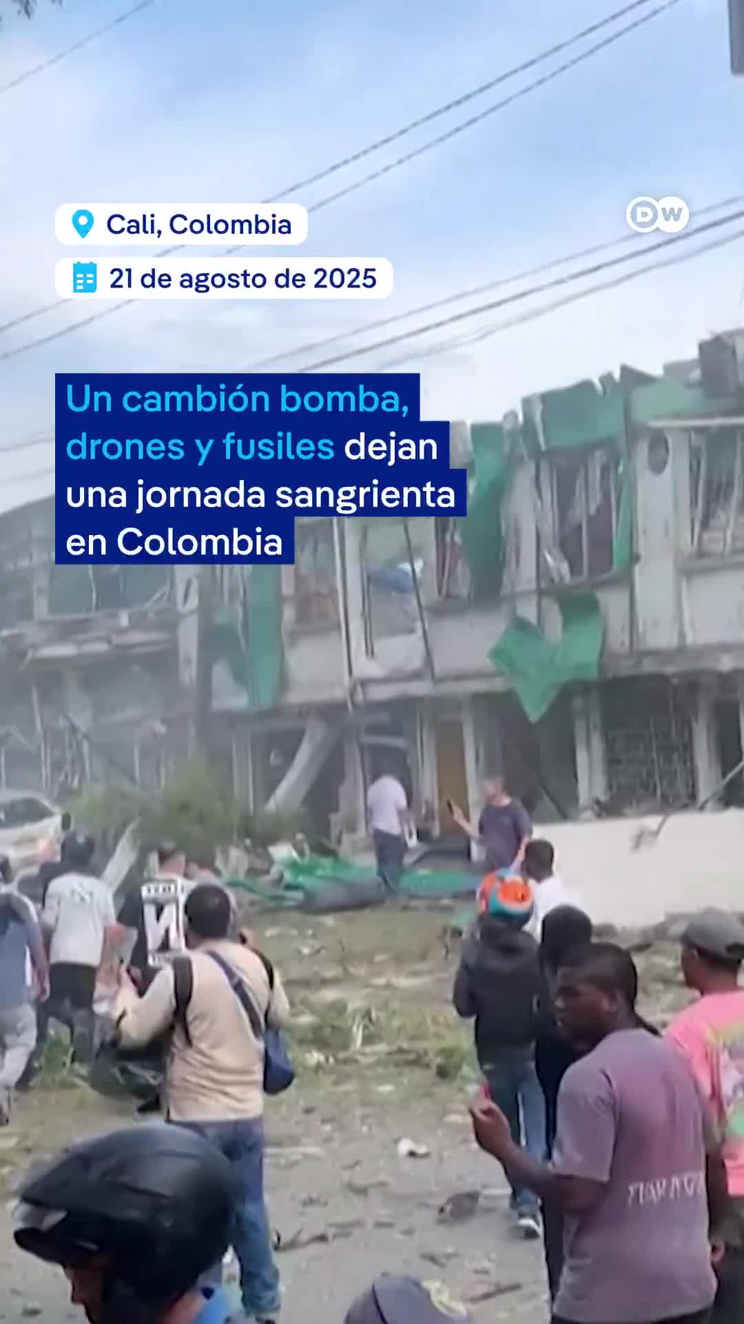 Attacks by FARC dissident groups have left at least 18 dead in Colombia, according to authorities. A truck loaded with explosives exploded on a busy street in Cali, and in Antioquia, a drone and rifle attack targeted police, where a helicopter was shot down. - @dw_espanol