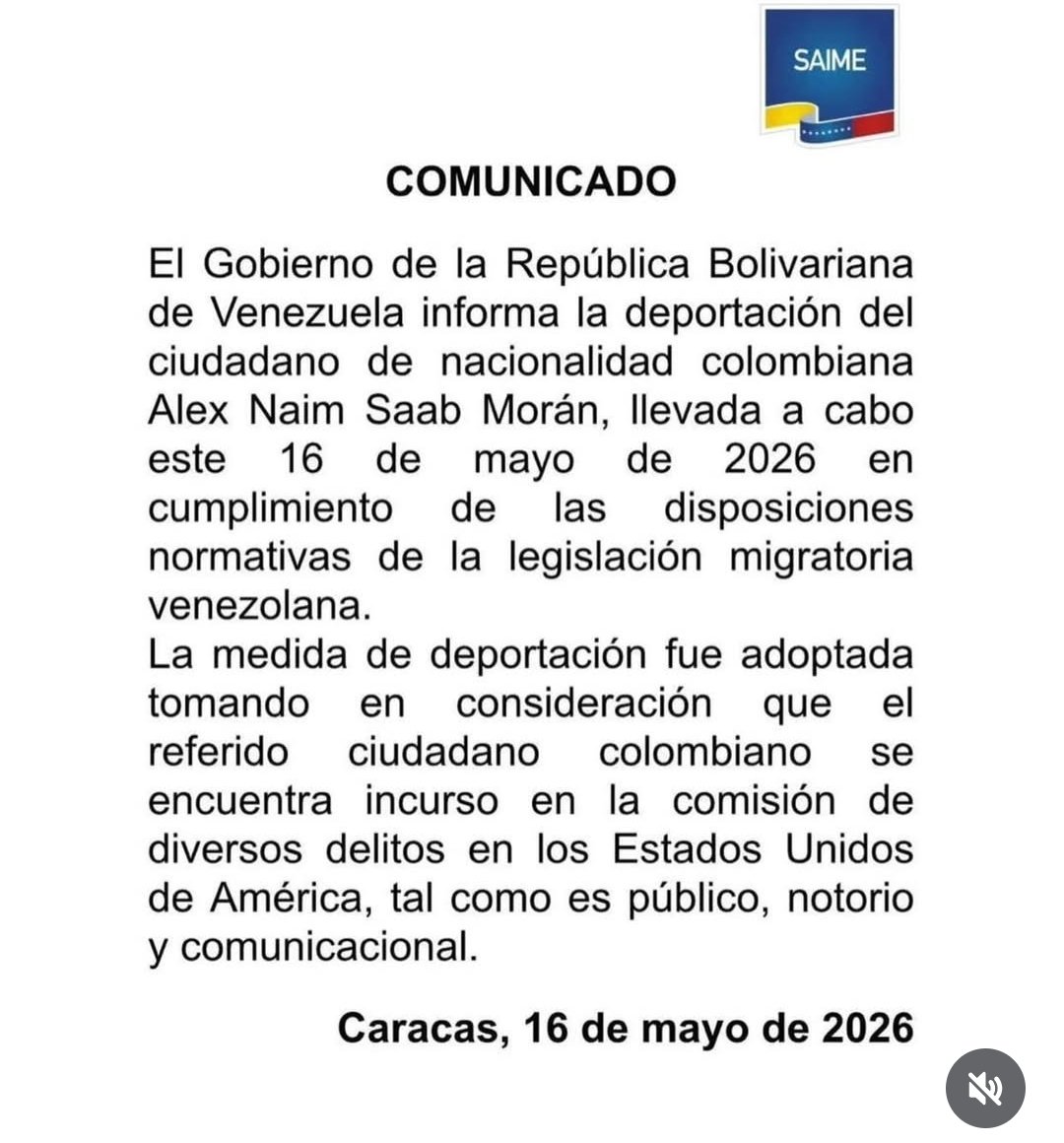 The Venezuelan government confirms the extradition of Alex Saab to the US. The statement makes no mention of his past roles as diplomatic envoy and minister, only that he's a Colombian national and that it's a well-known fact that he's facing charges in the US